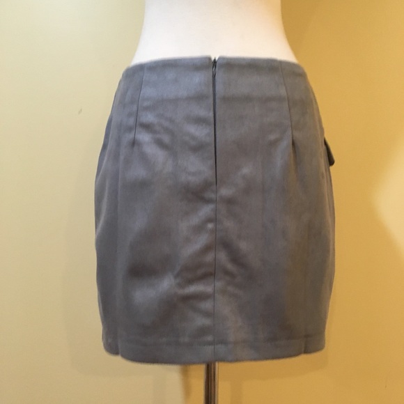 Lace Up Front Sueded Mini Skirt Steel - Picture 5 of 5